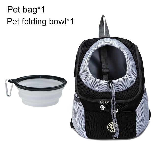 Pet Travel Carrier Bag Black with Bowl / M for 5-10kg