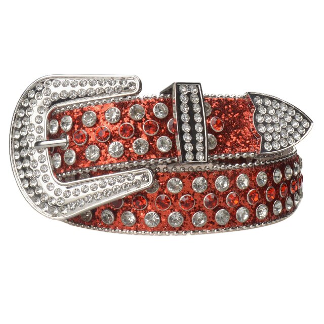 Diamond Studded Belt red / 135cm GD Home Goods