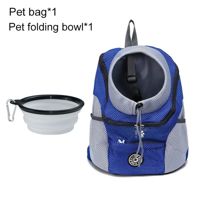 Pet Travel Carrier Bag Blue with Bowl / M for 5-10kg