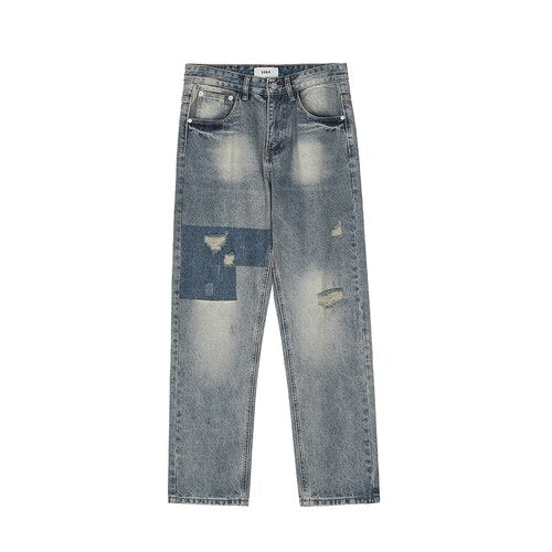 Men's Ripped Retro Loose Jeans Blue / XL