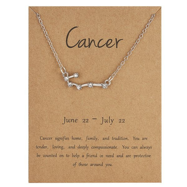 12 Constellation Zodiac Sign Necklace Cancer / Gold Color GD Home Goods