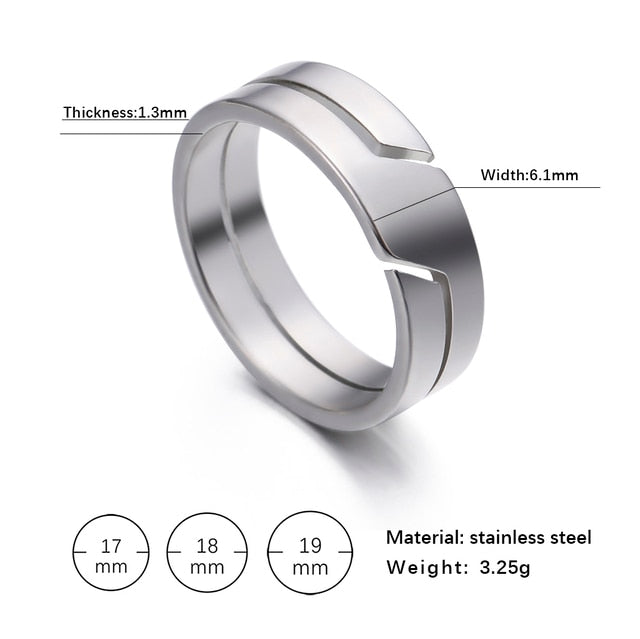 Silver Color Unisex Stainless Rings Style 4 Black / 10