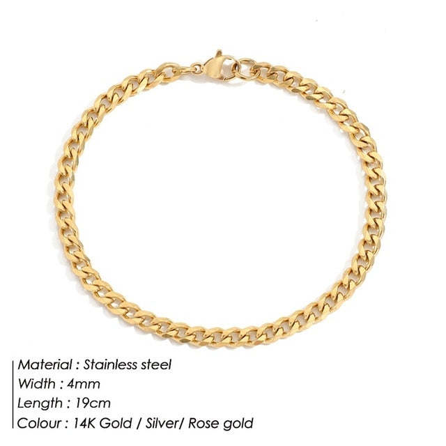 Curb Chain Stainless Steel Bracelet Rose Gold / YS32841 - 4MM 19CM GD Home Goods