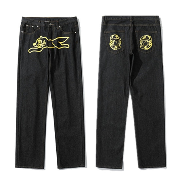 Dog Print Black Streetwear Jeans Style 02 / L GD Home Goods