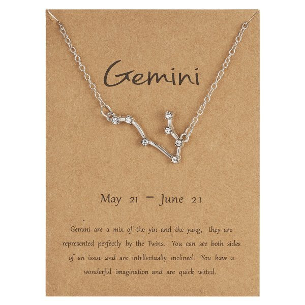 12 Constellation Zodiac Sign Necklace Gemini / Gold Color GD Home Goods