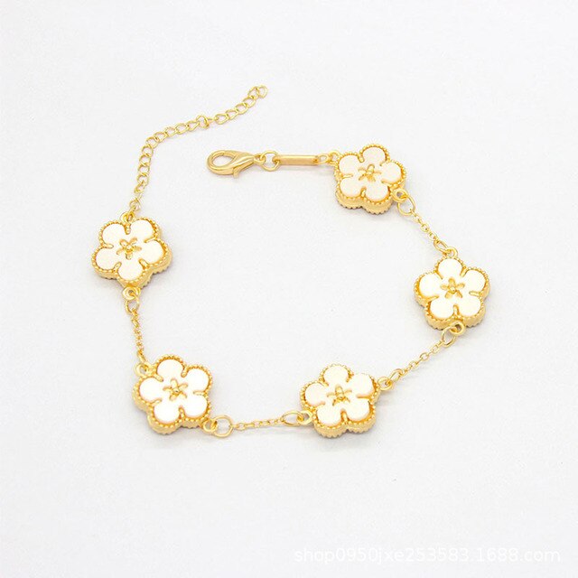 18k Gold Plating Flower Bracelets White GD Home Goods