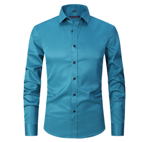 Anti-Wrinkle Men's Shirt 2-721 Blue / Asian 4XL Label 44 GD Home Goods