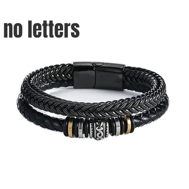 Braided Leather Bracelets for Men No Letters GD Home Goods