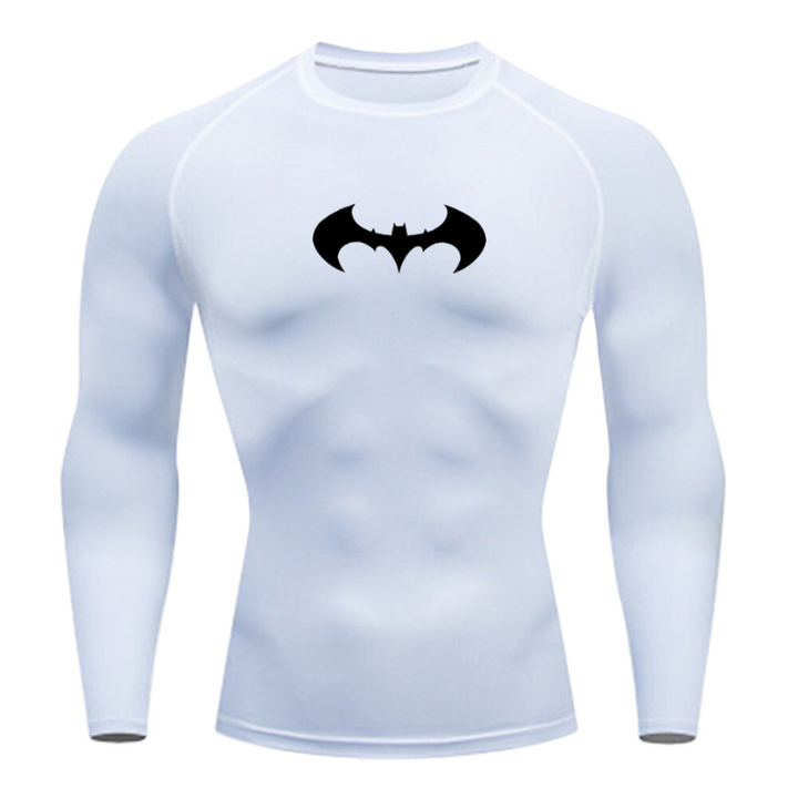 Long Sleeve Black or White Mens Compression Batman Shirt White (Black Logo) / M Mens Shirts on Sale GD Home Goods