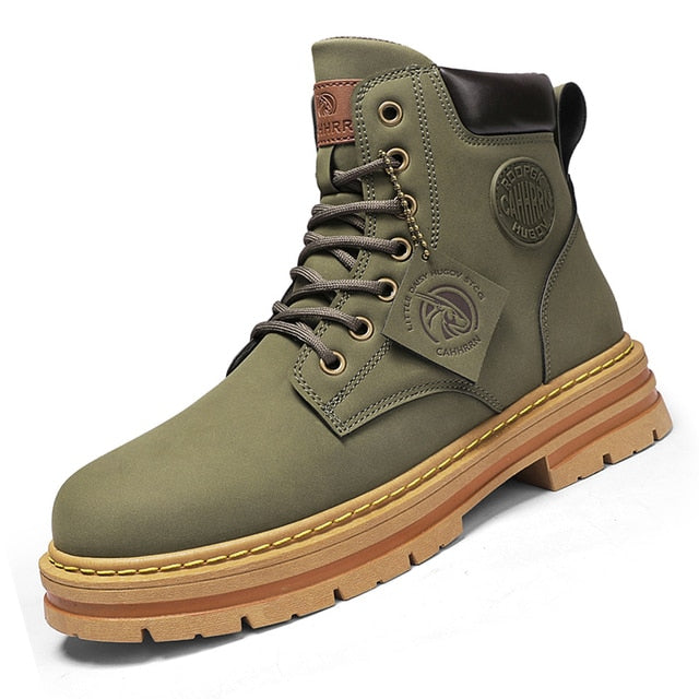 High Top Boots Men's Leather Shoes 0229 Green / 41