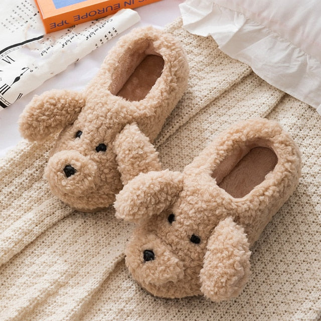 Animal Slippers puppy khaki slip-on / 44-45(fit for 43-44) GD Home Goods