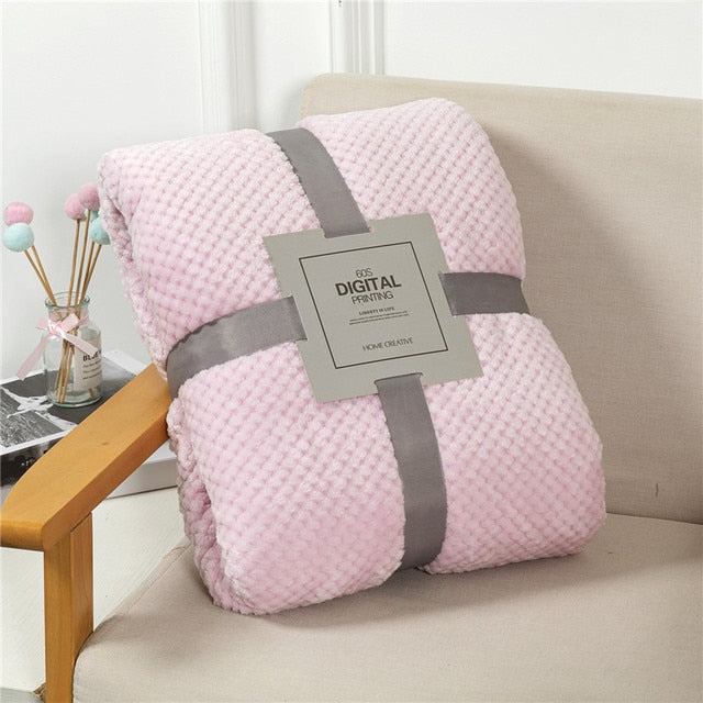 Fluffy Plaid Winter Bed Blankets Light Pink / 180x200cm GD Home Goods