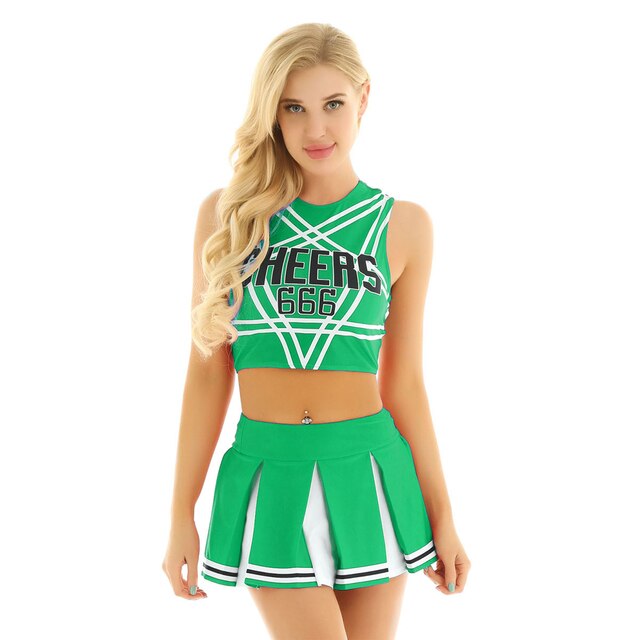 Cheerleader Costume Set Green / XL GD Home Goods