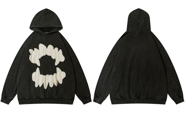 Ripped Teeth Patch Hoodies Black / XL GD Home Goods