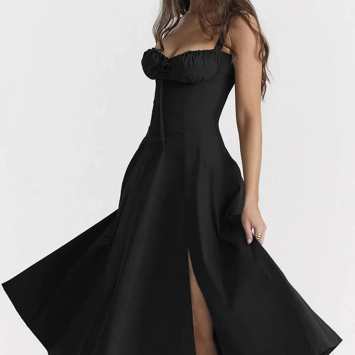 Floral Midriff Waist Shaper Dress Black / S GD Home Goods