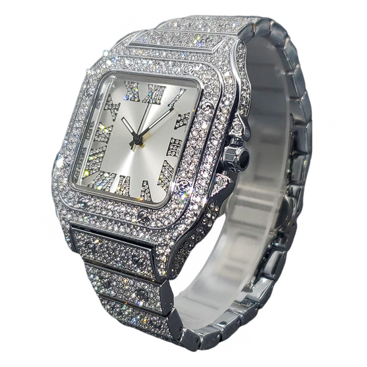 NLE Choppa Silver Iced Out Watch