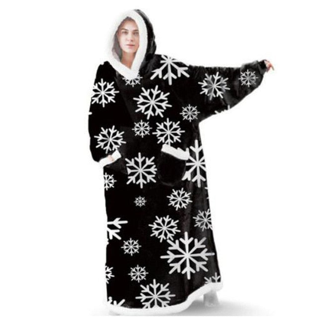 Blanket Sweatshirt Snowflake Black / 120CM GD Home Goods