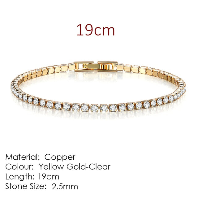 Fashion Multicolor Tennis Bracelet for Women Gold / 2.5mm / 19cm