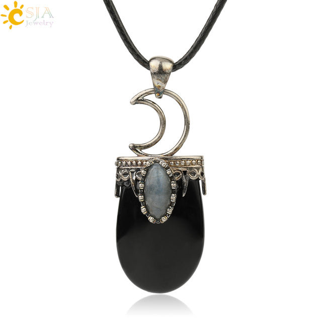 Crescent Moon Stone Necklace