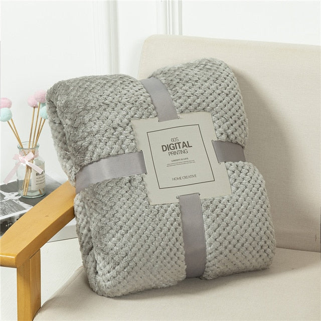 Fluffy Plaid Winter Bed Blankets Gray / 200x230cm GD Home Goods