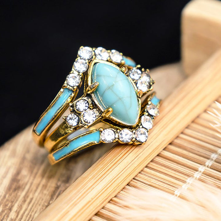 Achieving Dreams Turquoise Ring Set Gold / 6 Hand wear GD Home Goods