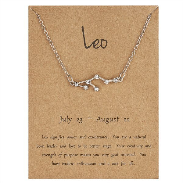 12 Constellation Zodiac Sign Necklace Leo / Gold Color GD Home Goods