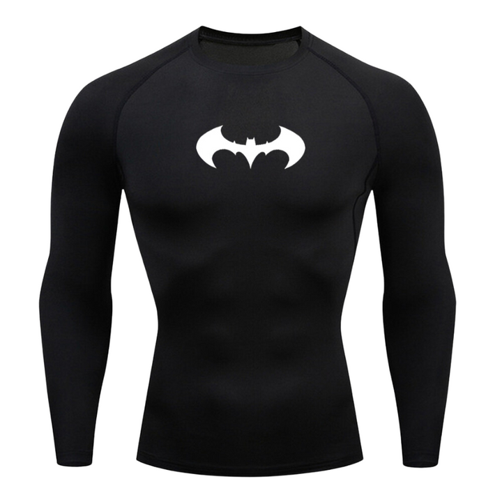 Long Sleeve Black or White Mens Compression Batman Shirt Black (White Logo) / M Mens Shirts on Sale GD Home Goods