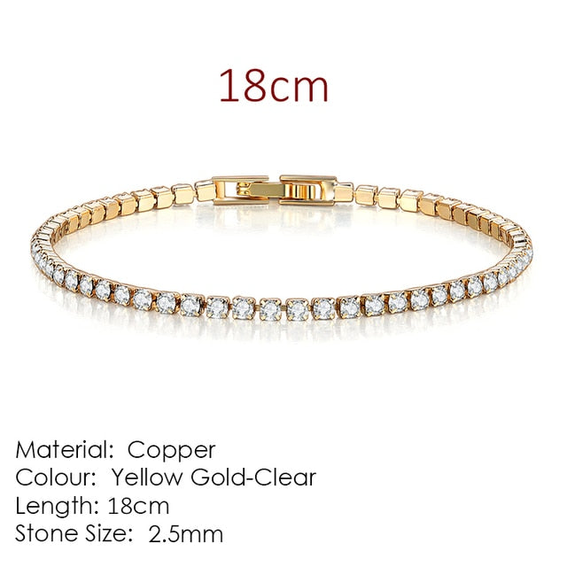 Fashion Multicolor Tennis Bracelet for Women Gold / 2.5mm / 18cm