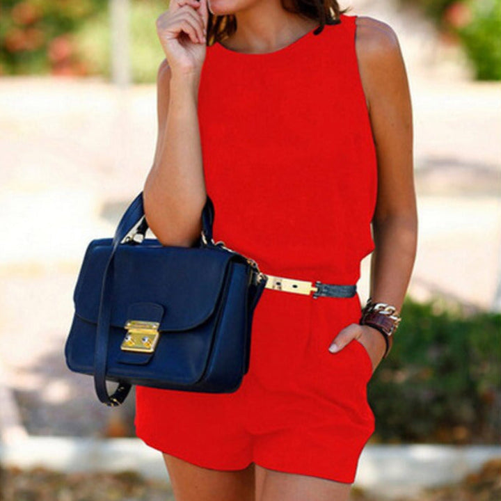 Classy Romper With Pockets Red / S GD Home Goods