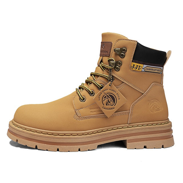 High Top Boots Men's Leather Shoes 0226 Yellow / 43