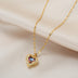 Ocean Heart Crystal Necklace Gold