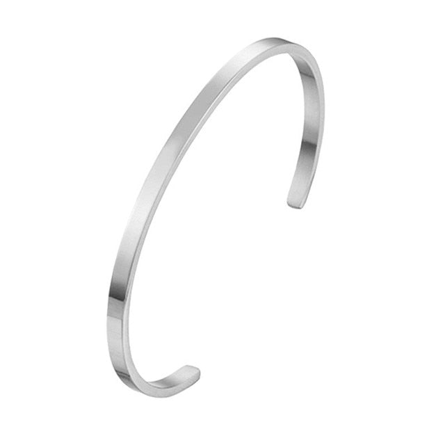 Unisex Stainless Steel Bangle Bracelet Silver