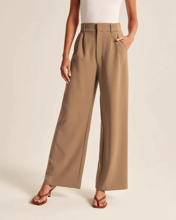 Light Wide-Leg Tailored Pants Brown-Long / 3XL GD Home Goods