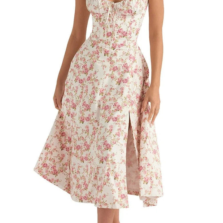 Floral Midriff Waist Shaper Dress Rose Flower / L GD Home Goods