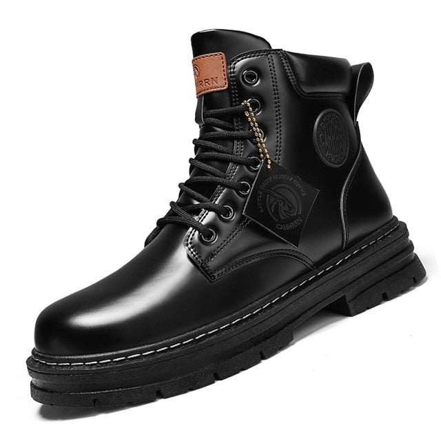 High Top Boots Men's Leather Shoes 0229 Black / 44