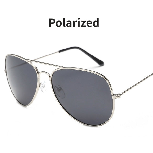 Polarized Classic Aviation Sunglasses Silver Gray / Metal