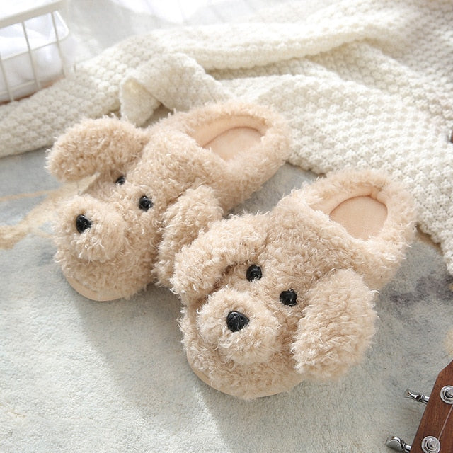 Animal Slippers puppy khaki slides / 36-37(fit for 35-36) GD Home Goods