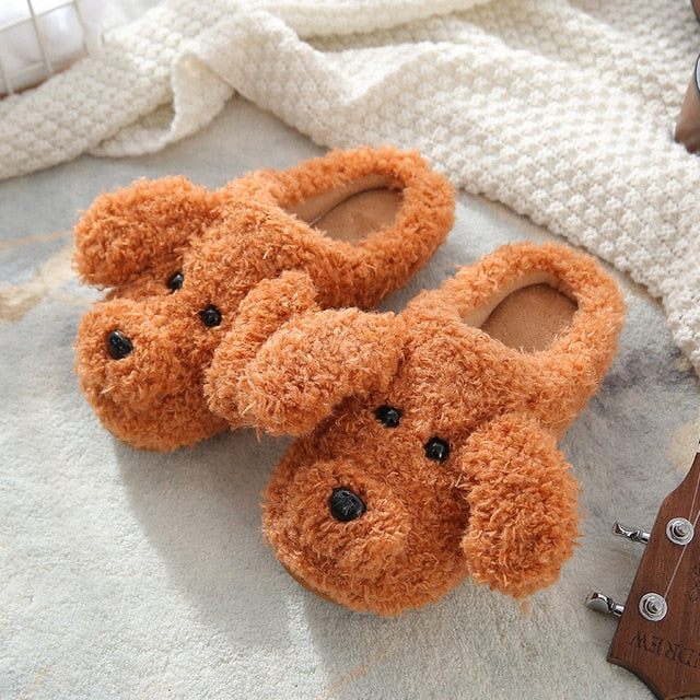 Animal Slippers puppy brown slides / 36-37(fit for 35-36) GD Home Goods