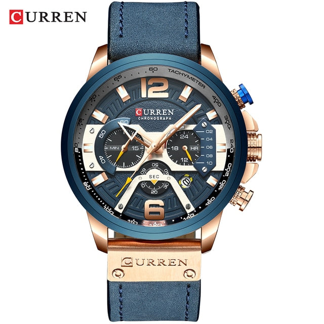 Military Leather Watch Rose Blue Watch