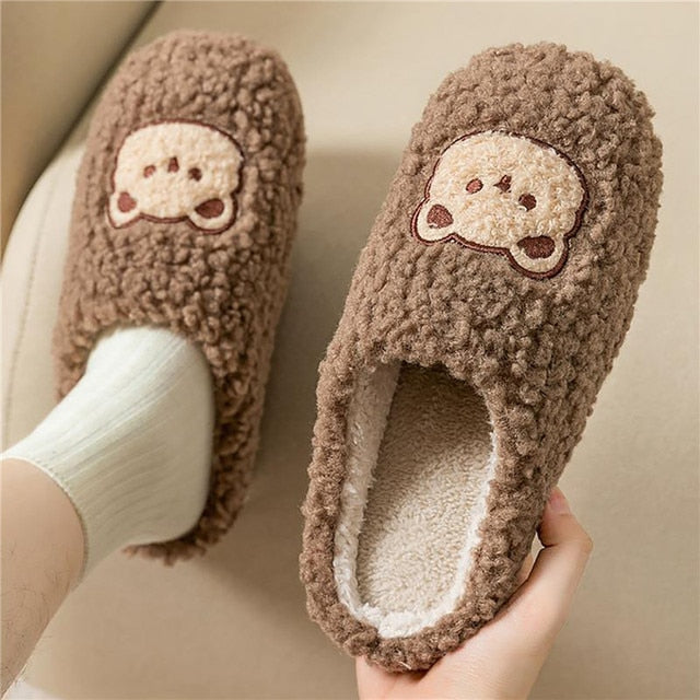 Animal Slippers Bear coffee / 40-41(fit for 39-40) GD Home Goods
