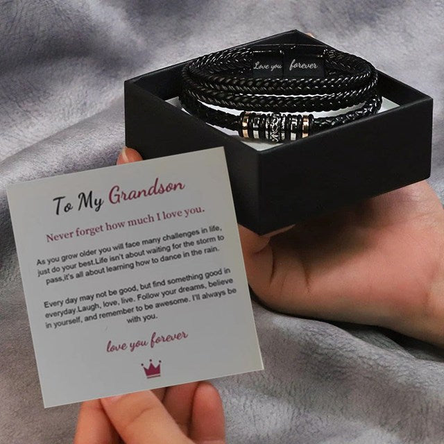 Braided Leather Bracelets for Men Grandson-Box GD Home Goods