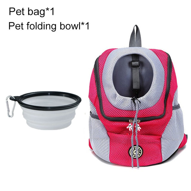 Pet Travel Carrier Bag Rose Red with Bowl / L for 10-13kg