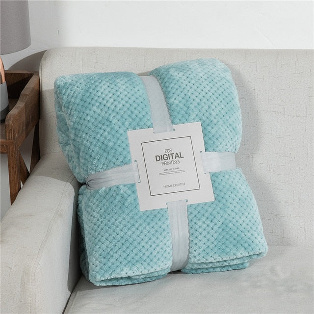 Fluffy Plaid Winter Bed Blankets Light Blue / 200x230cm GD Home Goods