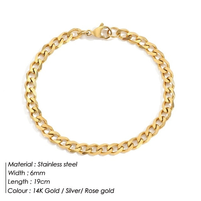 Curb Chain Stainless Steel Bracelet Rose Gold / YS32846 - 6MM 19CM GD Home Goods