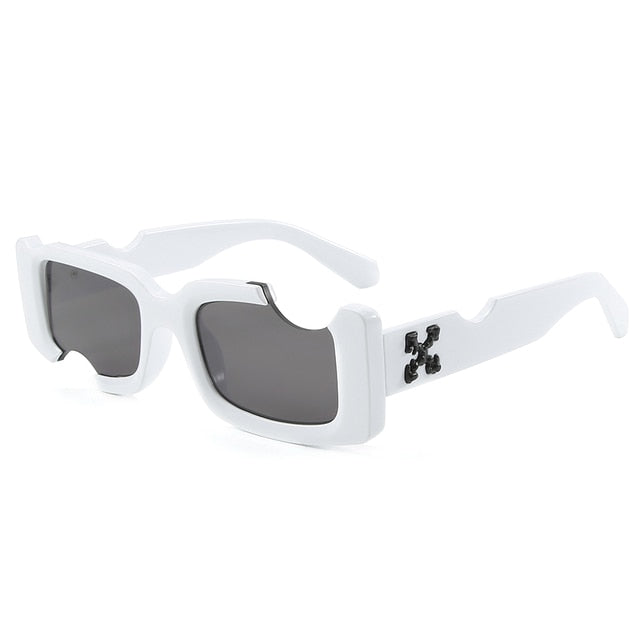 Cool Small Square Sunglasses White Gray GD Home Goods