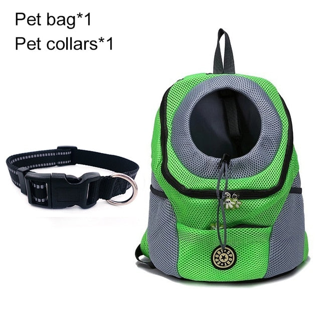 Pet Travel Carrier Bag Green with Collar / L for 10-13kg