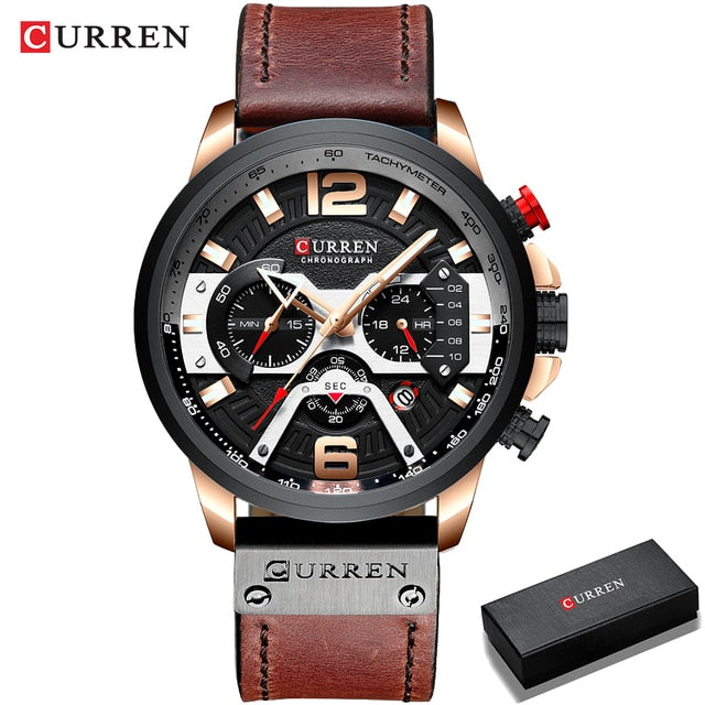 Military Leather Watch Rose Black-Box