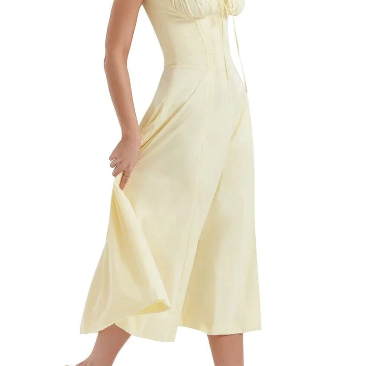 Floral Midriff Waist Shaper Dress Yellow / M GD Home Goods