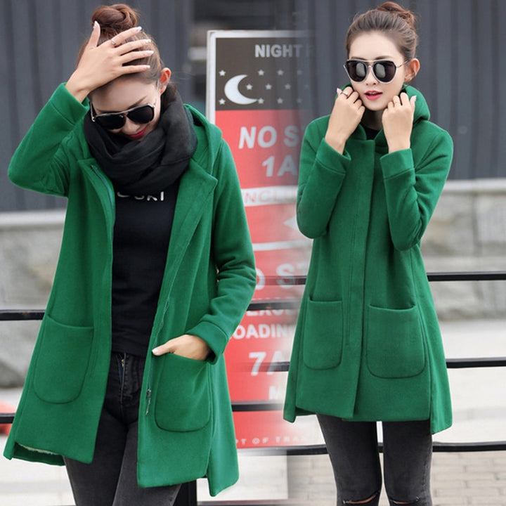 Fleece Long Hooded Coats Green / S GD Home Goods