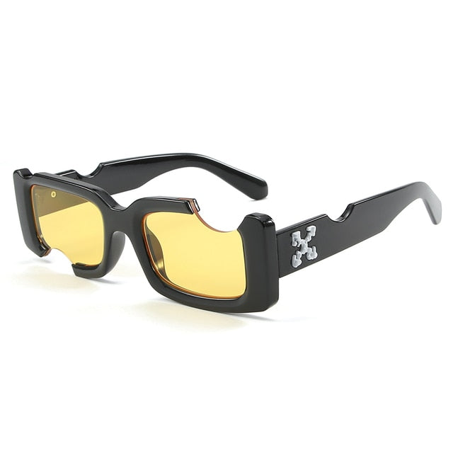 Cool Small Square Sunglasses Black Yellow GD Home Goods